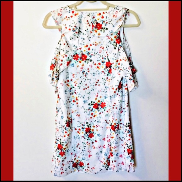 NWT PARKER FLORAL COLD-SHOULDER MINI RUFFLE DRESS - Picture 6 of 13
